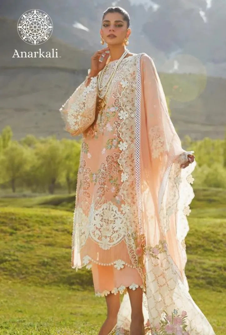 Medley Of Lace-Crimson X Saira Shakira Luxury Lawn(Light Pink)