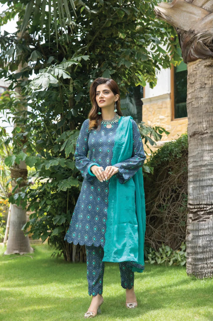 Identic Seperates Chiffon 3 Piece Stitched Suit - 12