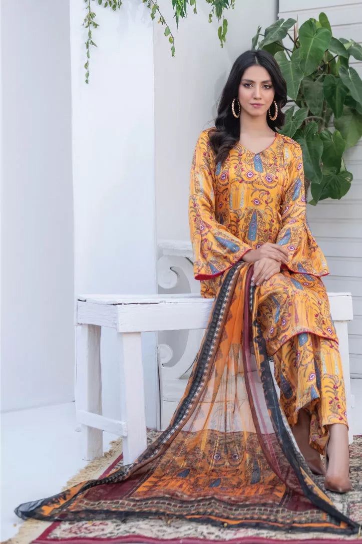 3 Piece Stitched Suit By Mizaaj Silkiya - 03