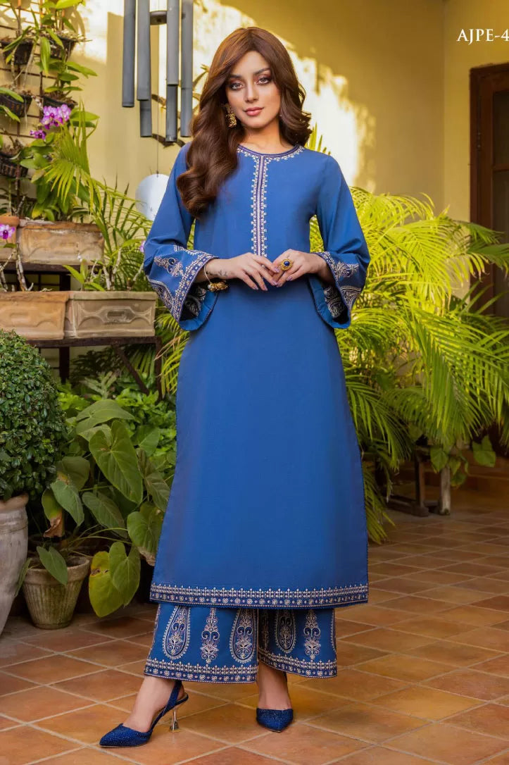 2 Piece Stitched Festive Pret Suit By Asim Jofa - True Navy