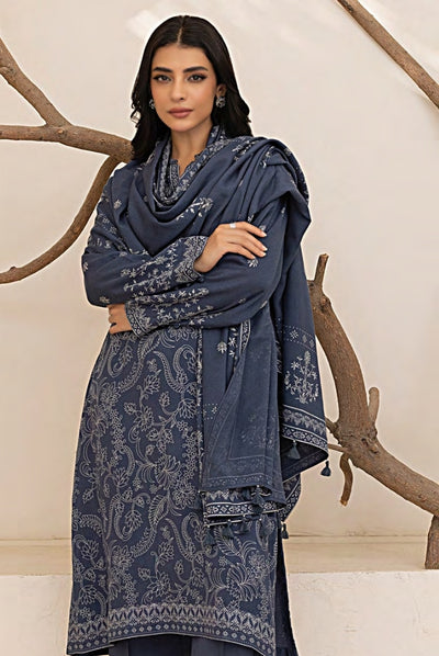 3 Piece Stitched Printed Suits Collection By Lakhany Pashmina - Bright Grey