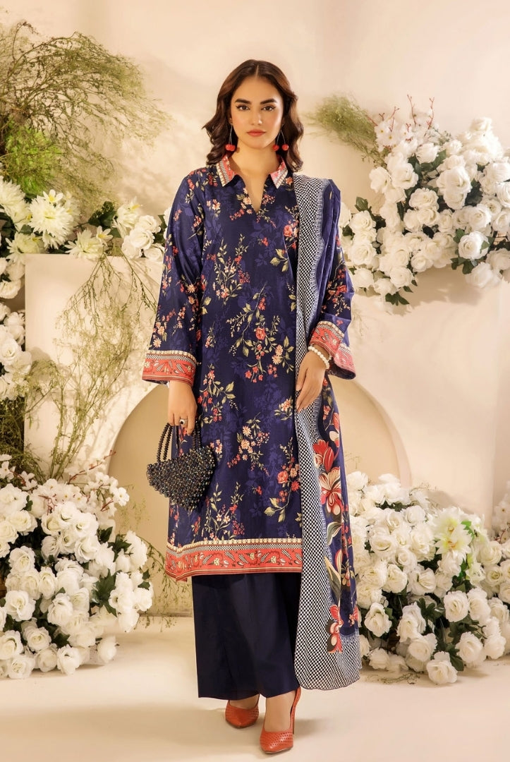 3 Piece Stitched Digital Printed Doria Cambric Suits From Safwa By Koka - 01