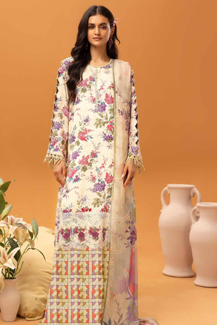 3 Piece Stitched Embroidered Digital Printed Suits From Florant By Johra - 01