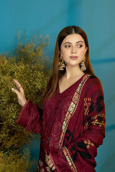 Tehzeeb By Riaz Arts Embroidered Chikankari Self Linen 3 Pc Suits Collection - 01