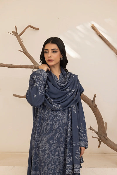 3 Piece Stitched Printed Suits Collection By Lakhany Pashmina - Bright Grey