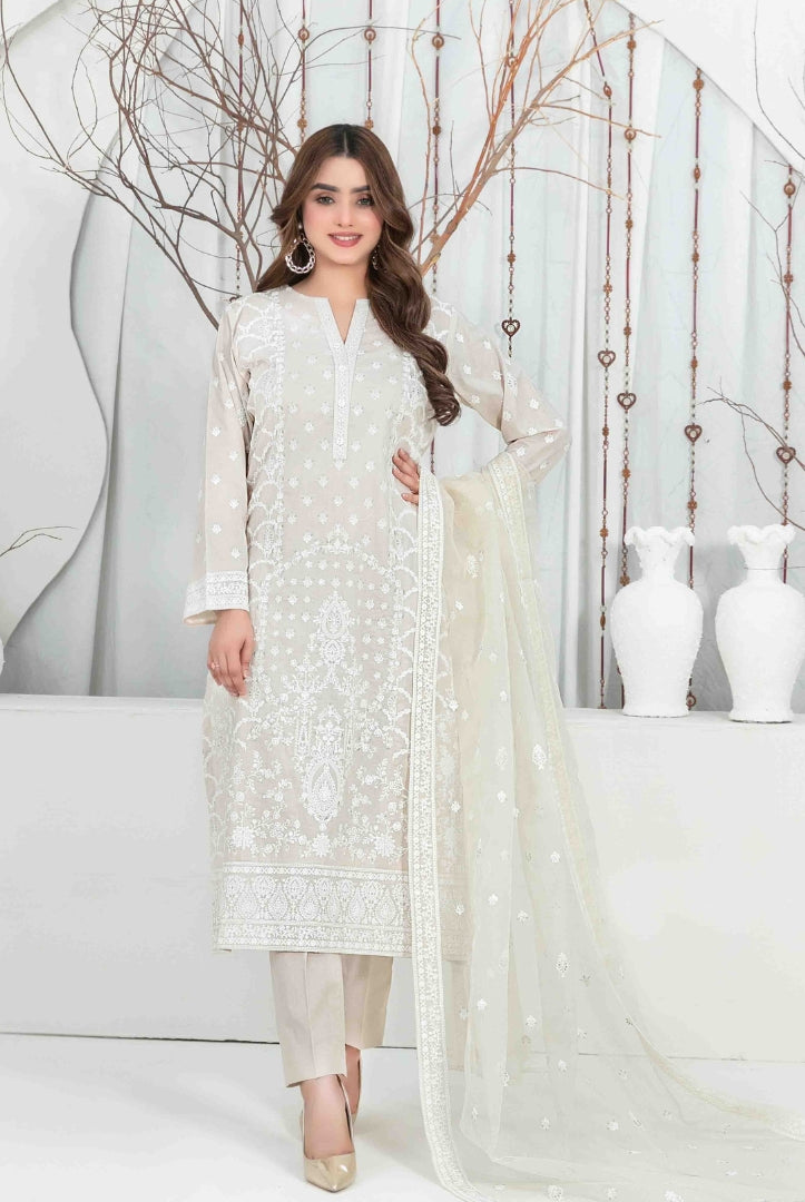 3 Piece Stitched Fancy Embroidered Lawn Suit From Aeni By Tawakkal - 01