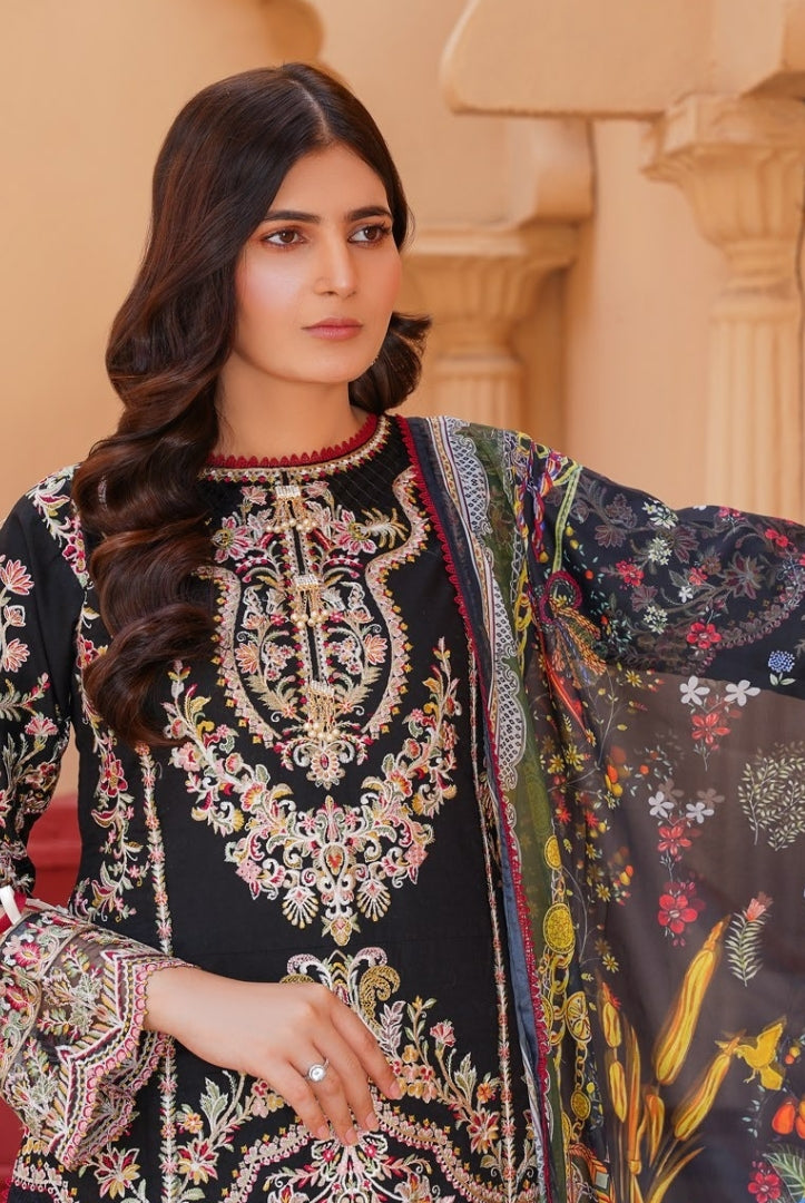 Qaus-e-Qaza 3 Piece Stitched Luxury Eid Lawn'24 Suit - MANNAT