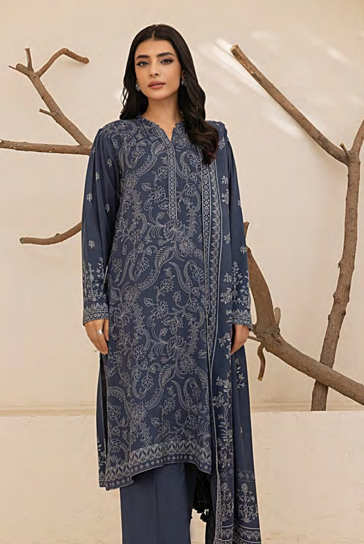 3 Piece Stitched Printed Suits Collection By Lakhany Pashmina - Bright Grey