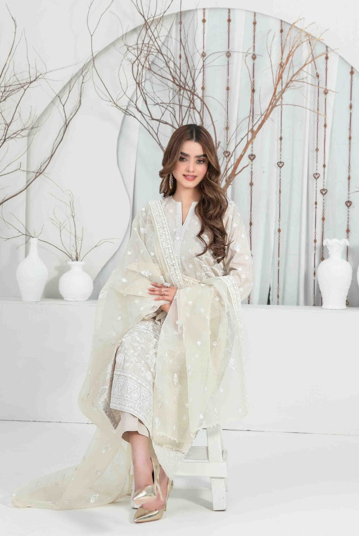 3 Piece Stitched Fancy Embroidered Lawn Suit From Aeni By Tawakkal - 01