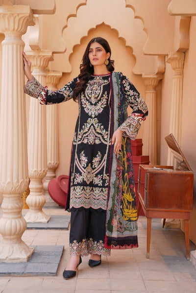 Qaus-e-Qaza 3 Piece Stitched Luxury Eid Lawn'24 Suit - MANNAT