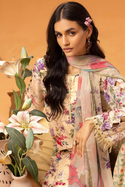 3 Piece Stitched Embroidered Digital Printed Suits From Florant By Johra - 01