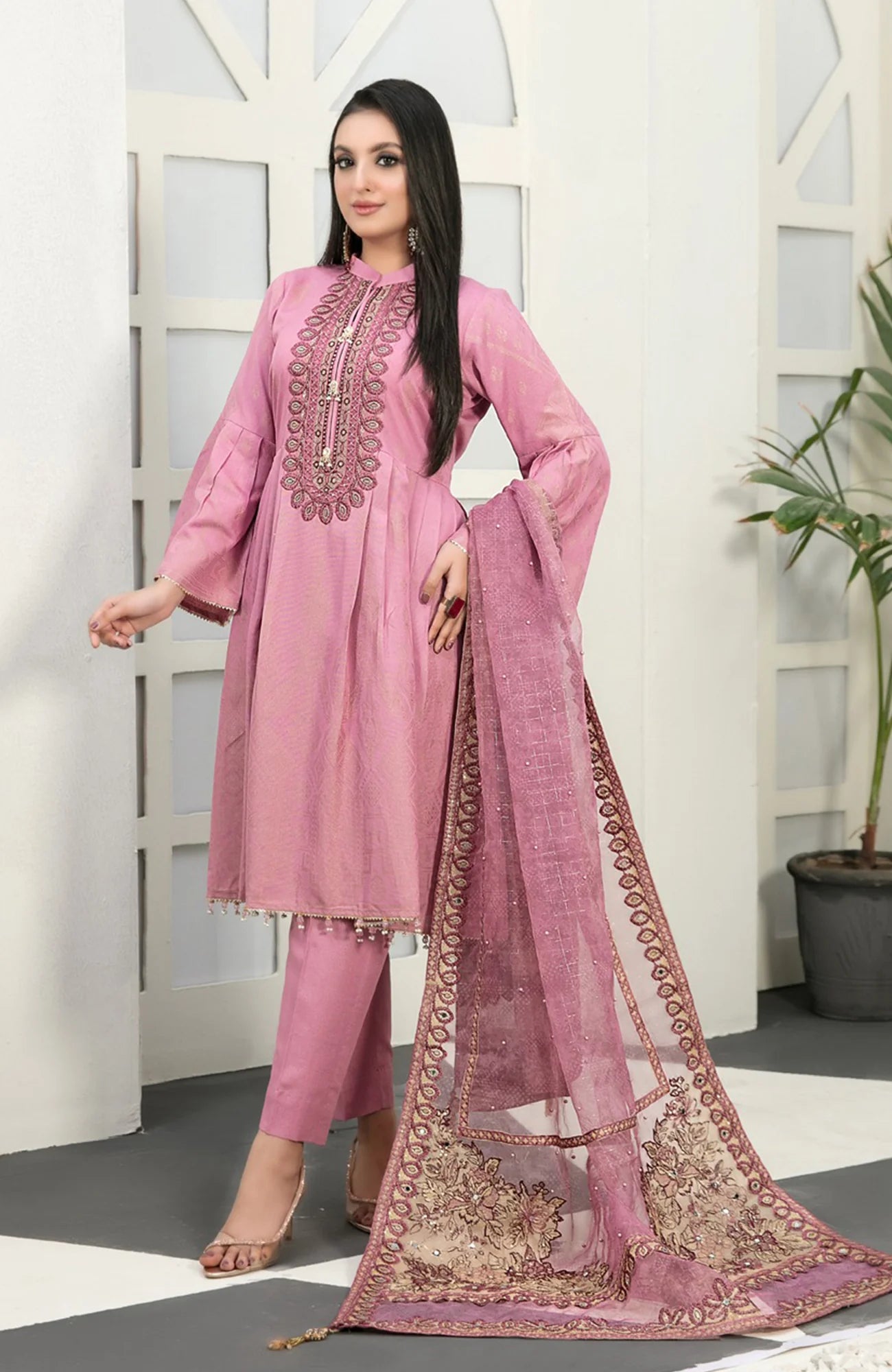 3 Piece Stitched Karandi Banarsi Suit Safiya By Tawakkal - 10