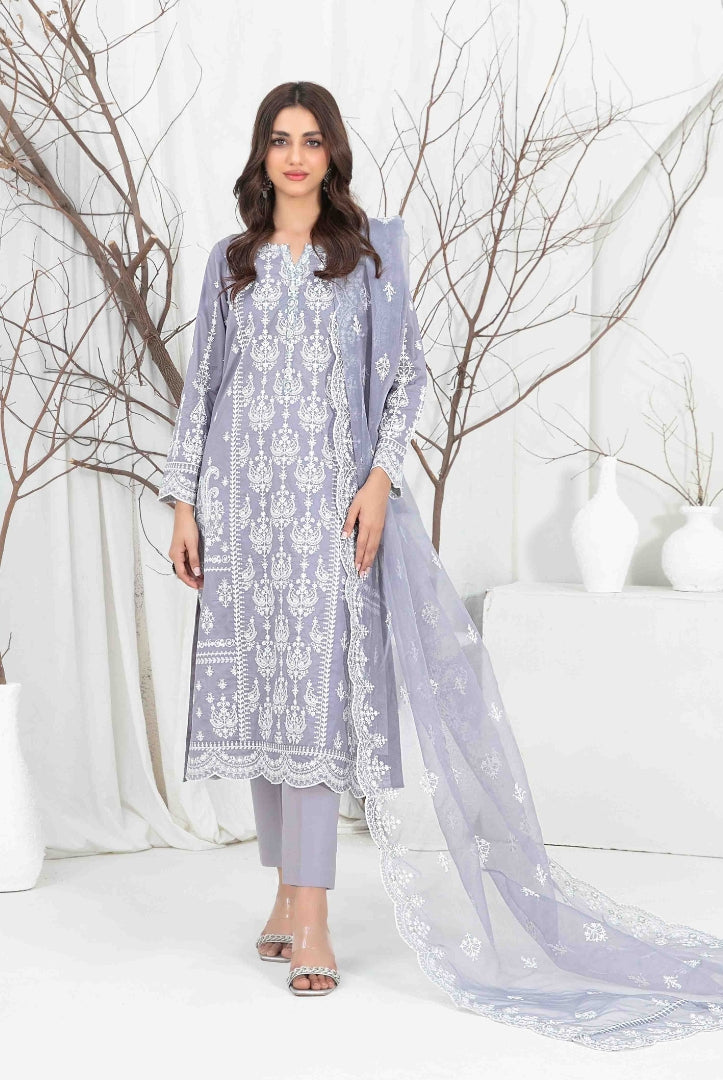 3 Piece Stitched Fancy Embroidered Lawn Suit From Aeni By Tawakkal - 10