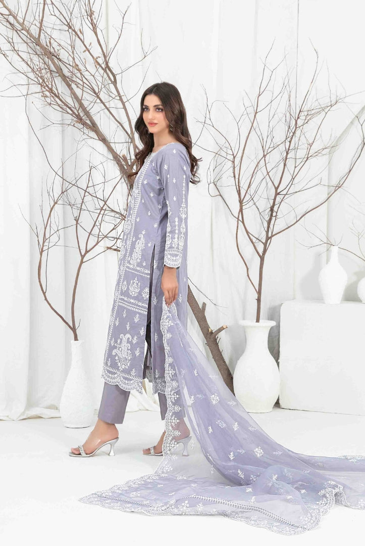 3 Piece Stitched Fancy Embroidered Lawn Suit From Aeni By Tawakkal - 10