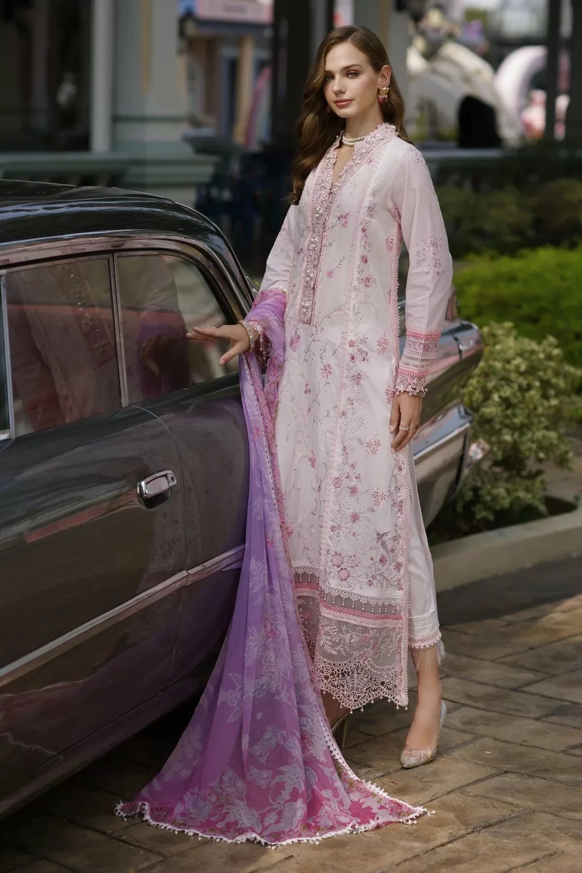 Noor By Sadia Asad Handwork Schiffli Laserkari '23 3 Piece Stitched Suit - Fauna