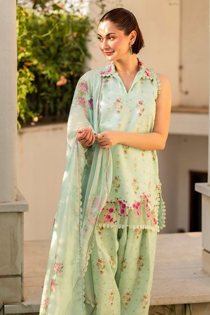 3 Piece Stitched Embroidered Lawn Suit | Meraki Vol'2 By Asifa & Nabeel - Gul-e-Rana