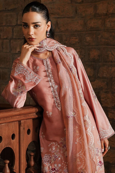 3 Piece Stitched Cotton Embroidered Suit From Satin Deluxe By Cross Stitch - Mystic Pink