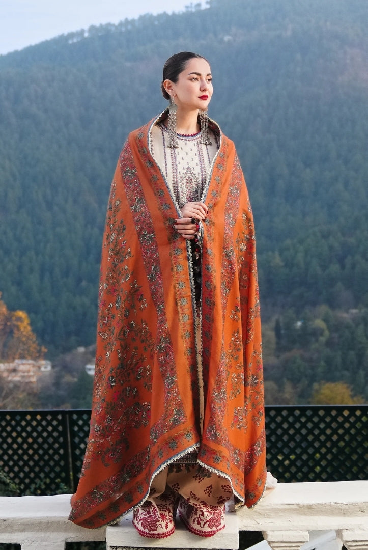 3 Piece Stitched Luxury Winter Shawl Suits Collection'24 By Hussain Rehar - ALMAS