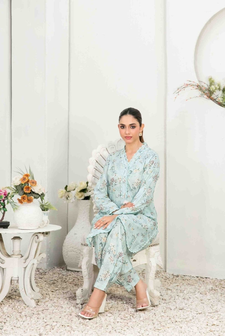 2 Piece Stitched Digital Printed Lawn Suit From Nada By Tawakkal - 11