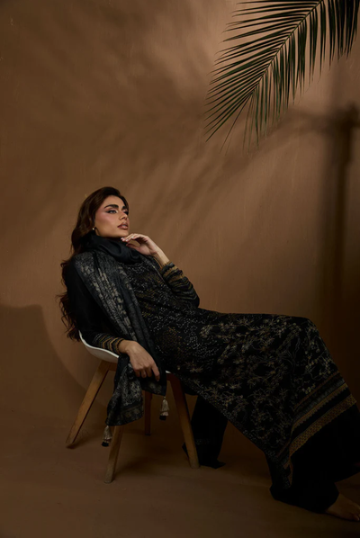 3 Piece Unstitched Embroidered Herringbone Winter Shawl by Sobia Nazir WS25- Design - 1 A