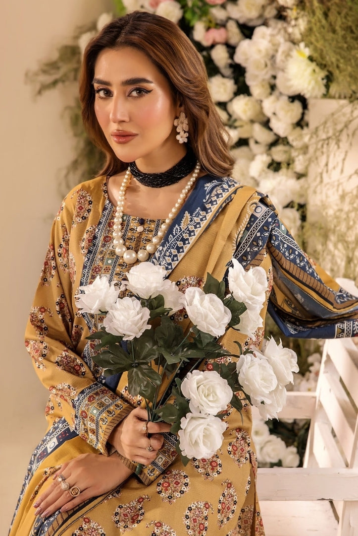 3 Piece Stitched Digital Printed Doria Cambric Suits From Safwa By Koka - 12