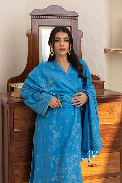 3 Piece Stitched Printed Suits Collection By Lakhany Pashmina - French Blue