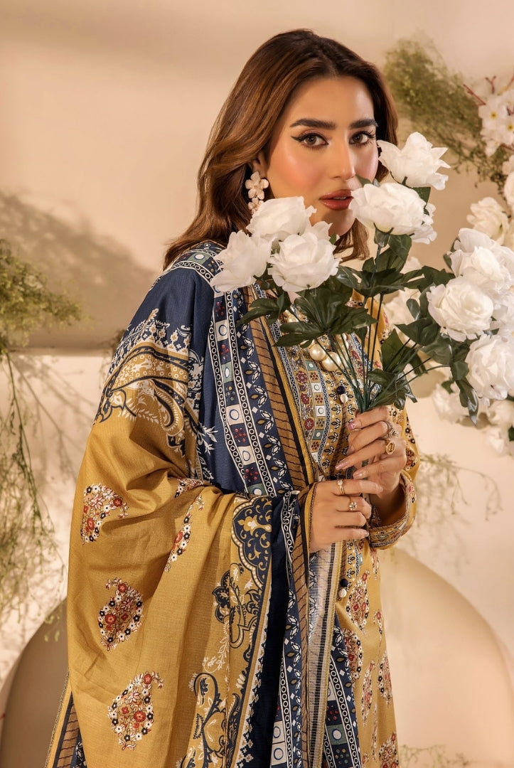 3 Piece Stitched Digital Printed Doria Cambric Suits From Safwa By Koka - 12