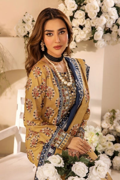 3 Piece Stitched Digital Printed Doria Cambric Suits From Safwa By Koka - 12