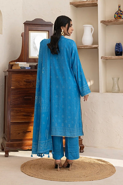 3 Piece Stitched Printed Suits Collection By Lakhany Pashmina - French Blue