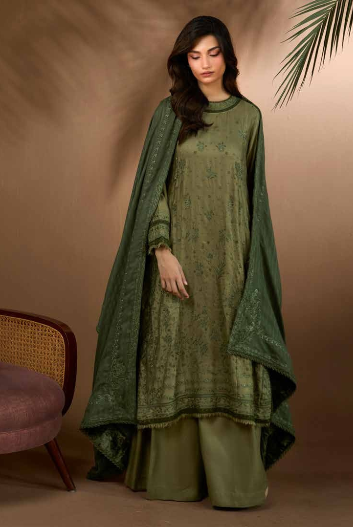 3 Piece Unstitched Embroidered Herringbone Winter Shawl by Sobia Nazir WS25-Design - 2 A