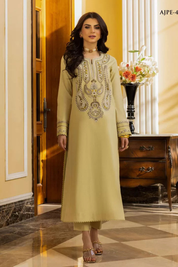 2 Piece Stitched Festive Pret Suit By Asim Jofa - Leek Green