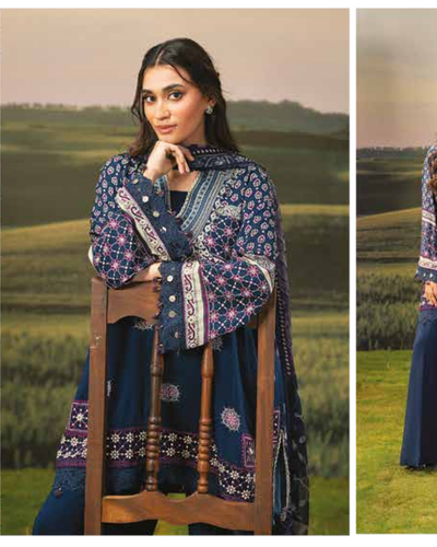 3 Piece Stitched Embroidered Linen Casual - Pre/Fall 25 Winter M.Basics by MARIA.B  - MBPF#13