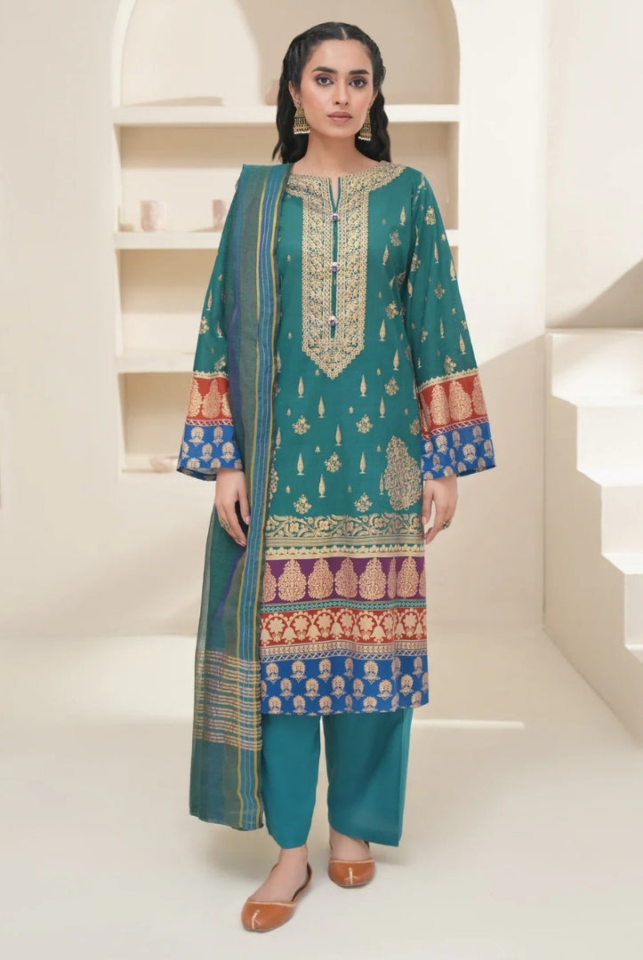 3 Pc Stitched Printed Lawn Suit By Limelight Summer Collection - 13