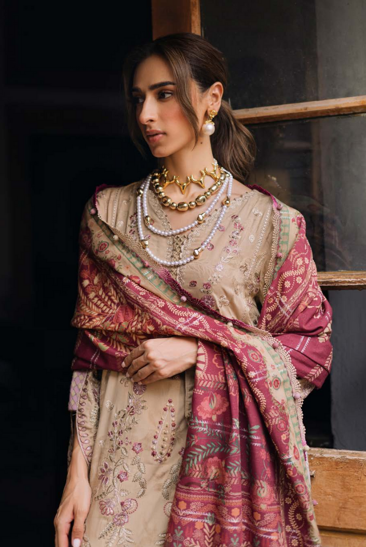 3 Piece Stitched Maya by Nureh Embroidered Self Linen Jacquard NU25MYA - NW-101