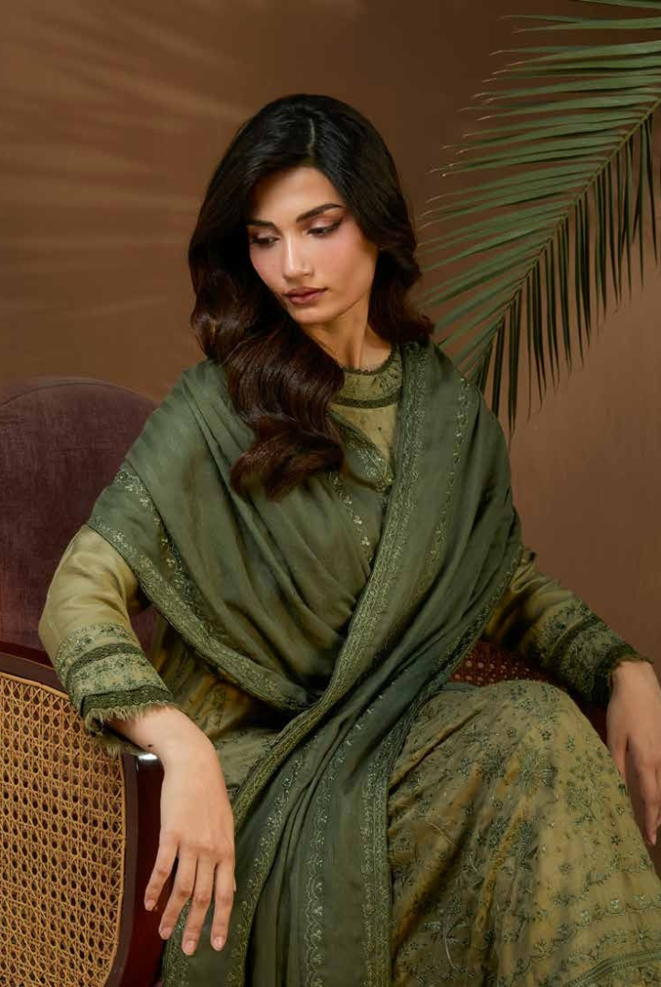 3 Piece Unstitched Embroidered Herringbone Winter Shawl by Sobia Nazir WS25-Design - 2 A