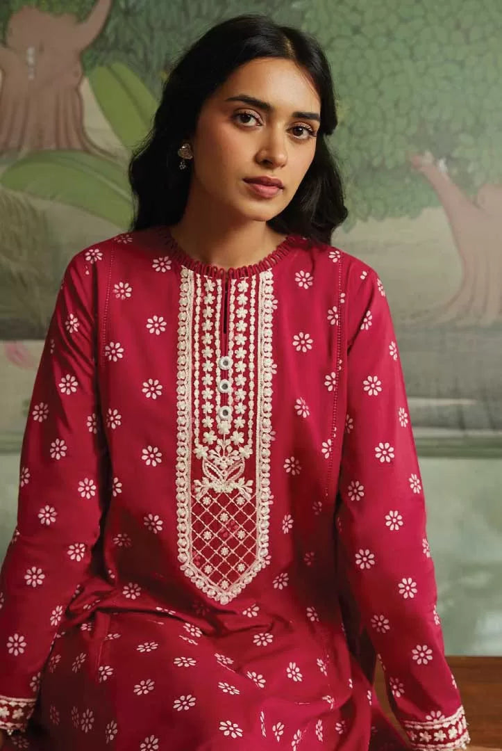 2 Piece Sehar Cross Stitch Cambric Suit - 05