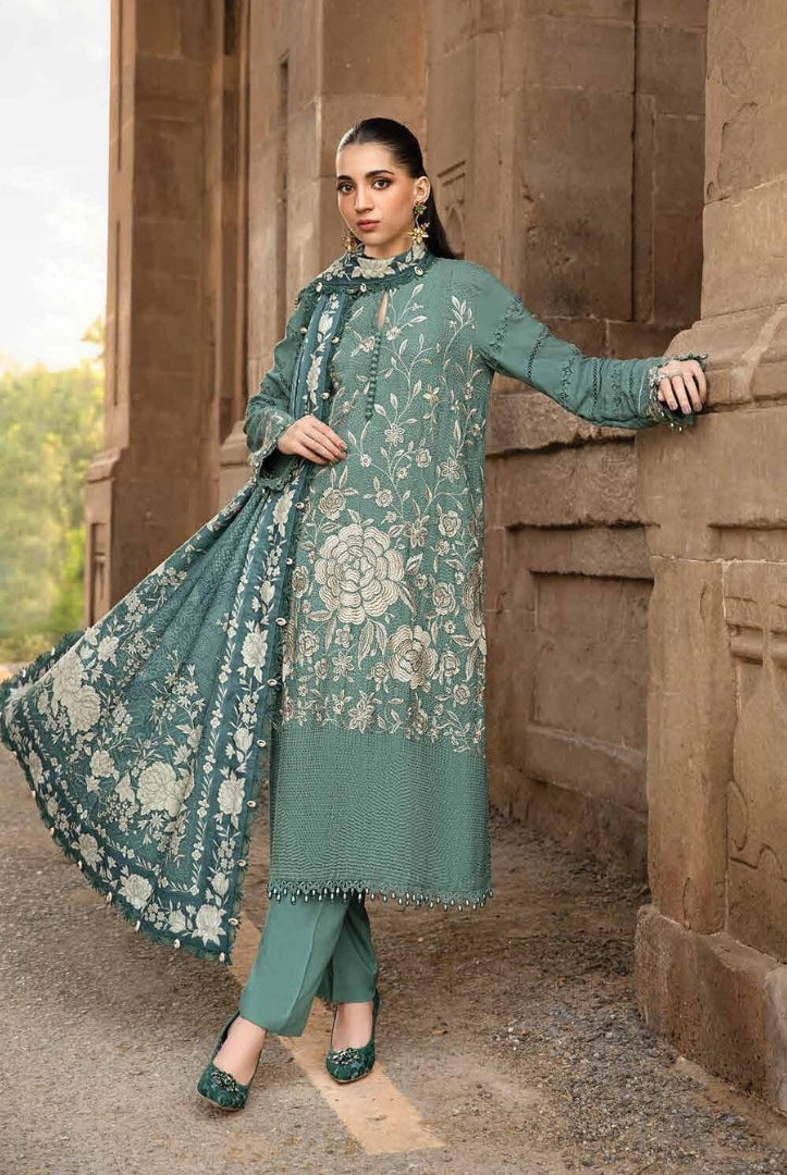 3 Piece Stitched Printed Linen Suit From Maria.B M.Prints Winter Edition'24 - 14