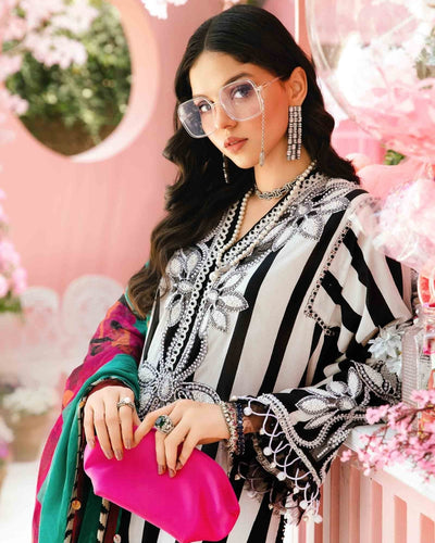 3 Piece Stitched Embroidered Lawn Suit From Maria.B By M.Prints Eid Edit Collection'25 - 13