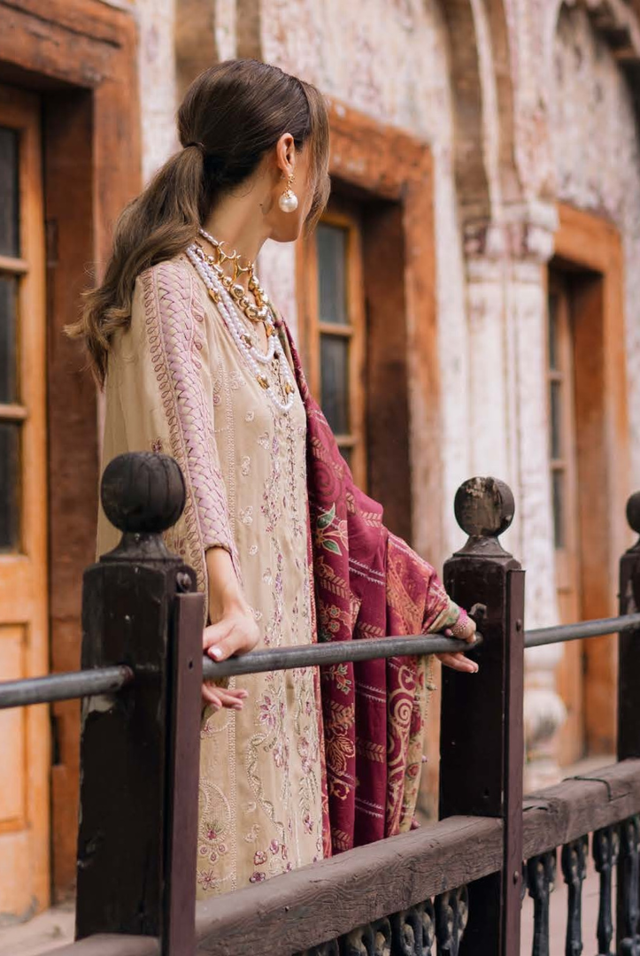 3 Piece Stitched Maya by Nureh Embroidered Self Linen Jacquard NU25MYA - NW-101