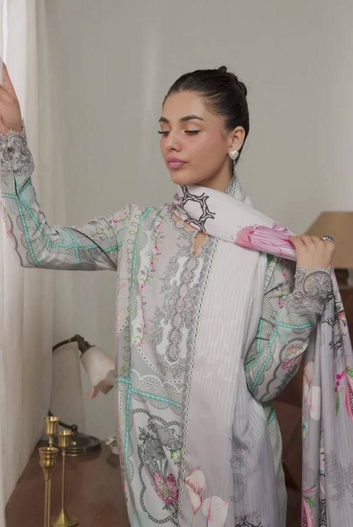 3 Piece Stitched Qalamkar Qprint'25 QW# 08 (A) MARLA