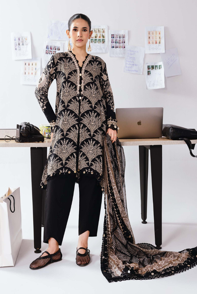 3 Piece Stitched INLAYS Digital Printed  Linen  M Basics By Maria B MB-CUS25-1108-A