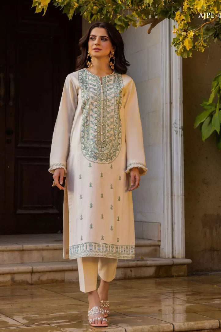 2 Piece Stitched Festive Pret Suit By Asim Jofa - Cream