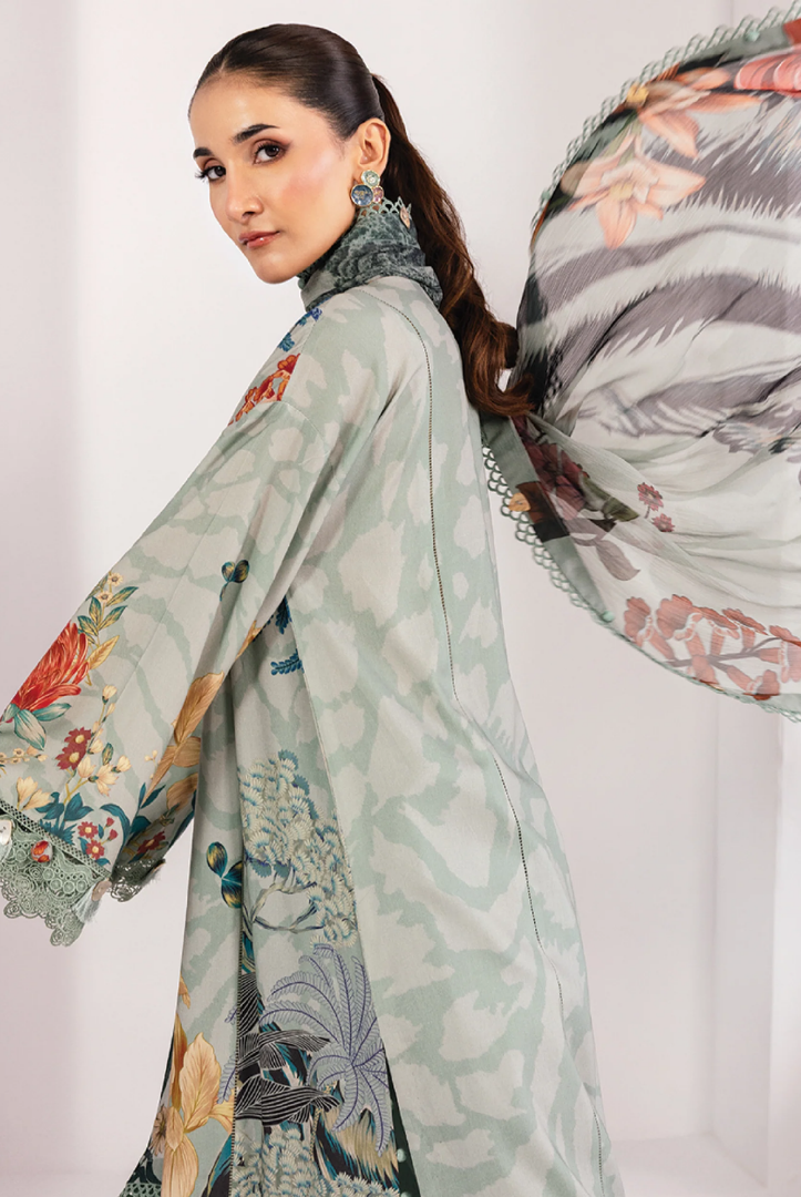 3 Piece Stitched INLAYS Digital Printed  Linen M Basics By Maria B MB-CUS25-1109-A