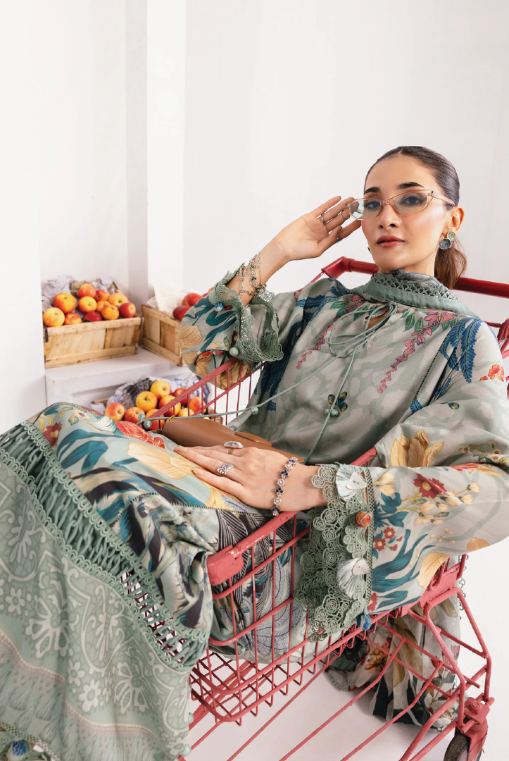 3 Piece Stitched INLAYS Digital Printed  Linen M Basics By Maria B MB-CUS25-1109-A