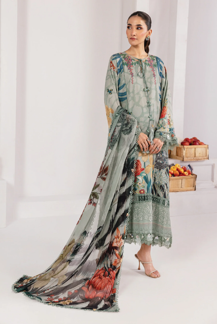 3 Piece Stitched INLAYS Digital Printed  Linen M Basics By Maria B MB-CUS25-1109-A