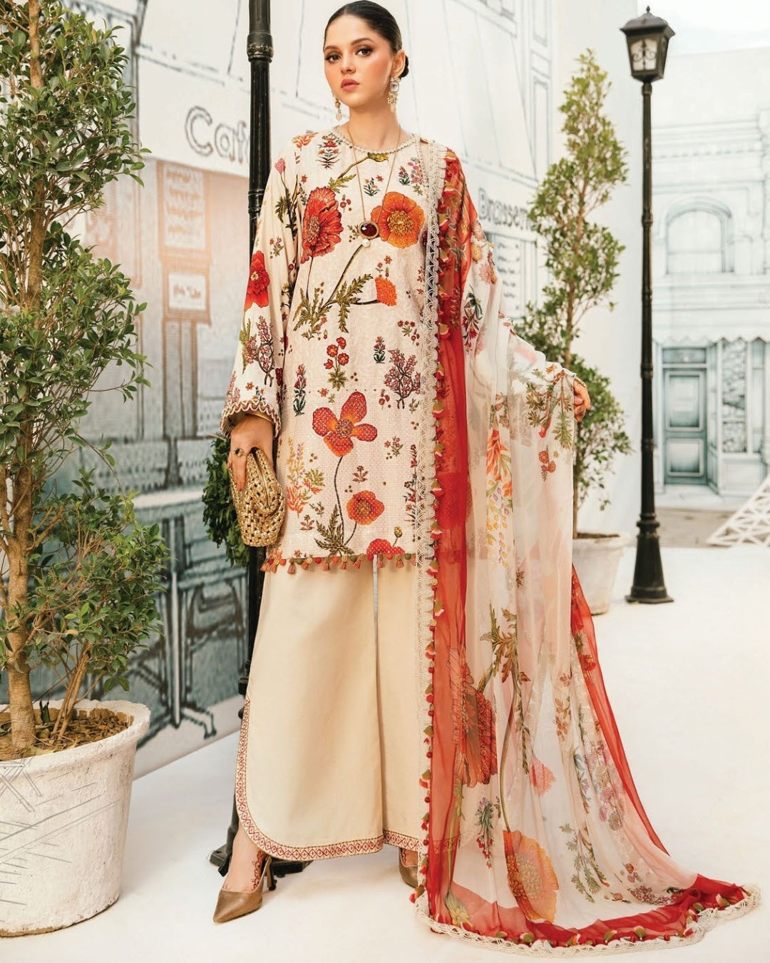 3 Piece Stitched Embroidered Lawn Suit From Maria.B By M.Prints Eid Edit Collection'25 - 18