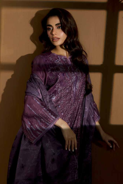 3 Piece Unstitched Embroidered Herringbone Winter Shawl by Sobia Nazir WS25-Design - 3 A