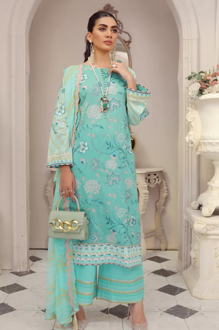 3 Piece Stitched Embroidered Lawn Suit By LSM Gold Lakhany - AN-00782