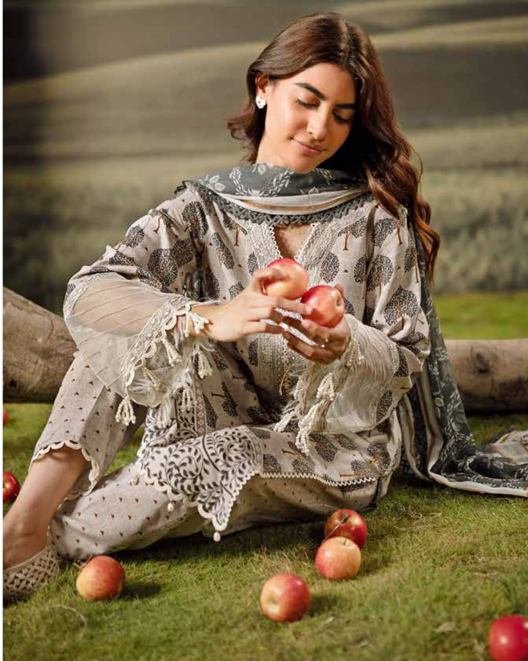 3 Piece Stitched Embroidered Linen Casual - Pre/Fall 25 Winter M.Basics by MARIA.B  - MBPF#18