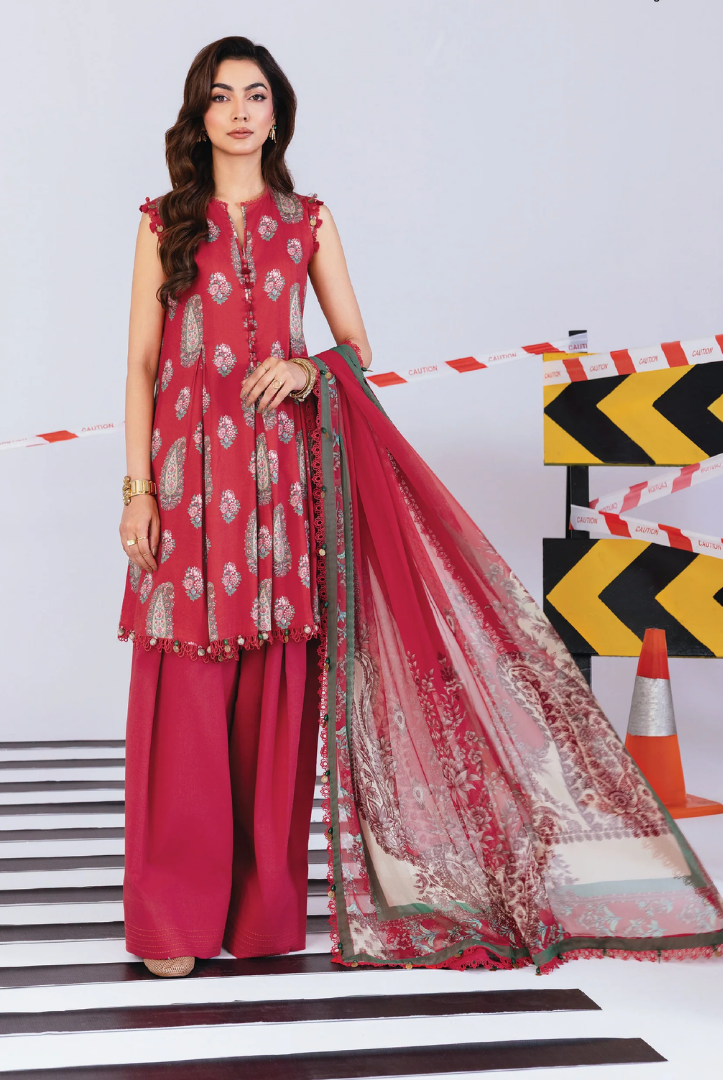 3 Piece Stitched INLAYS Digital Printed  Linen M Basics By Maria B MB-CUS25-1110-A